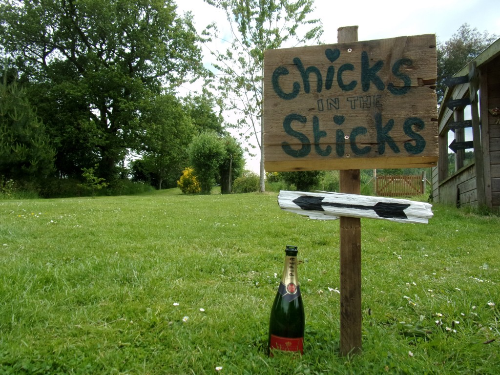 Chicks in the sticks_ glamping_hen weekend_ Devon_wooden sign