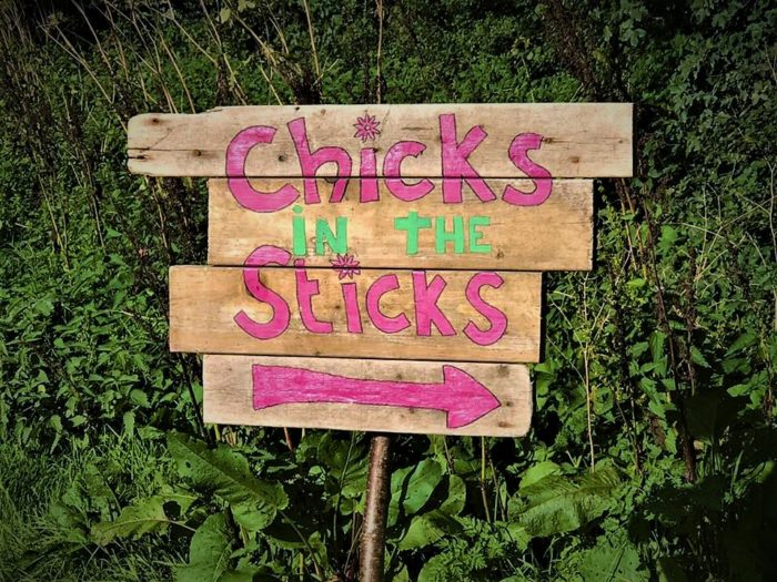 Chicks in the sticks_ wooden sign_ glamping hen weekend Devon
