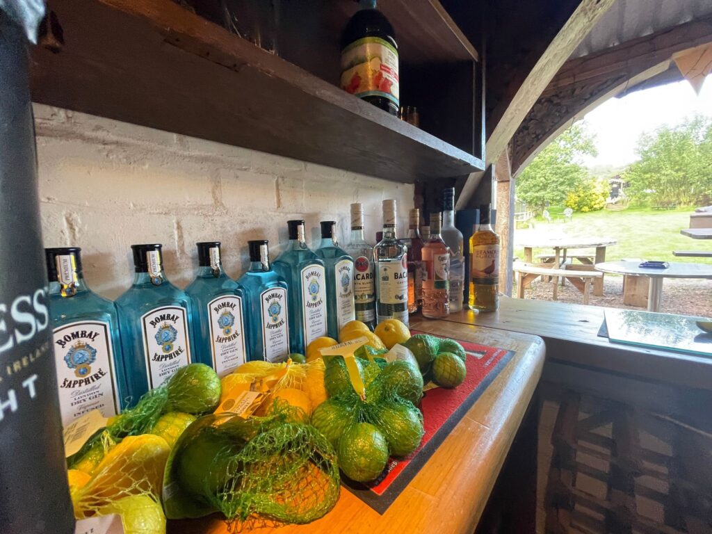 Cocktails in the bar at our events in Devon